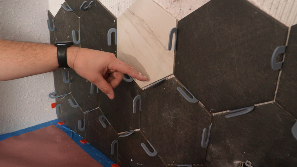 adding an extra wedge so the tiles are evenly spaced